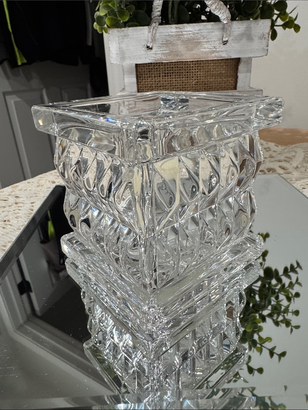 Waterford Crystal Clear Marquis Square Votive VTG EUC - Picture 4 of 12
